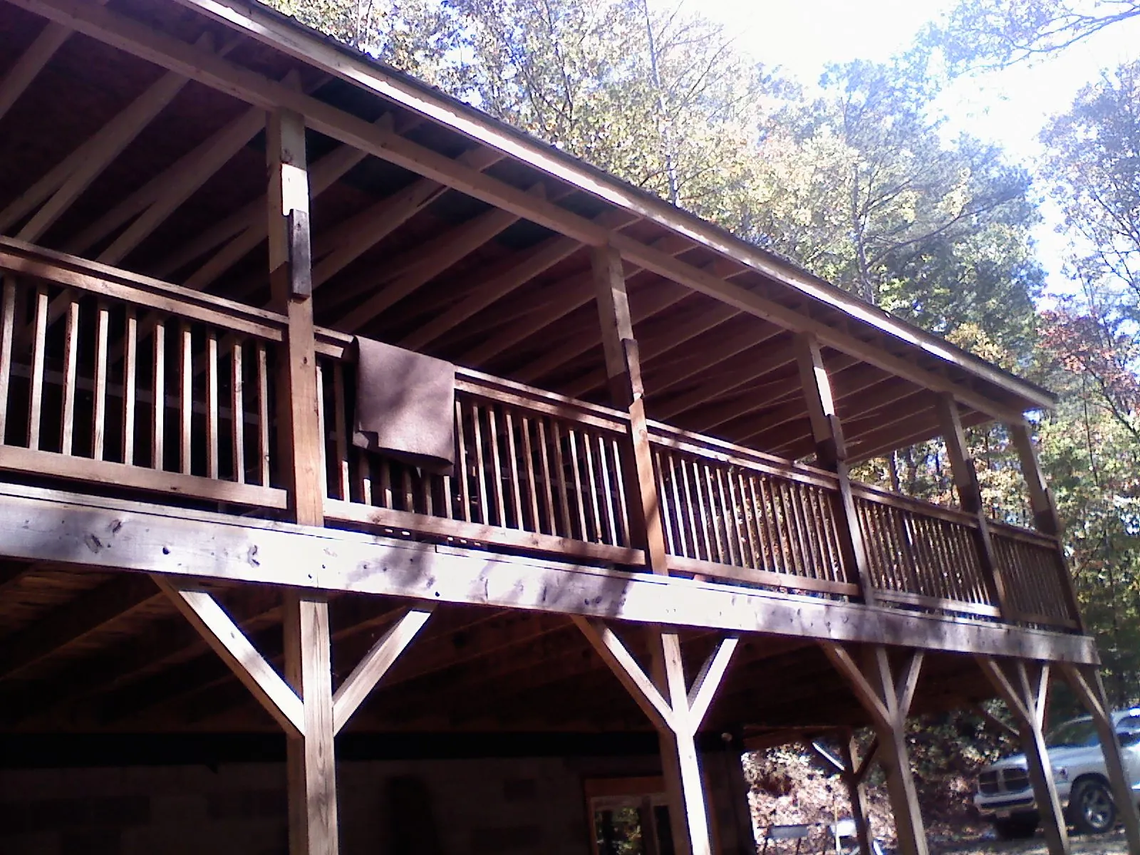 Timber framing under a new elevated porch and deck — Roof Leak Repair in Pearl River by Roofing Brothers