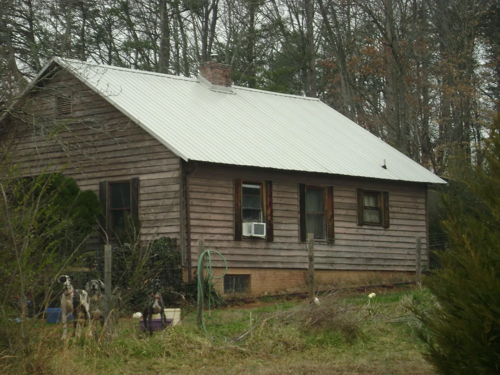 White metal roof on an old wood sided farmhouse, from a Asphalt Shingle Roof Repair job in Pearl River